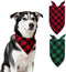 4th of July Dog Bandanas, 2 Pack Classic Reversible Red Green Plaid