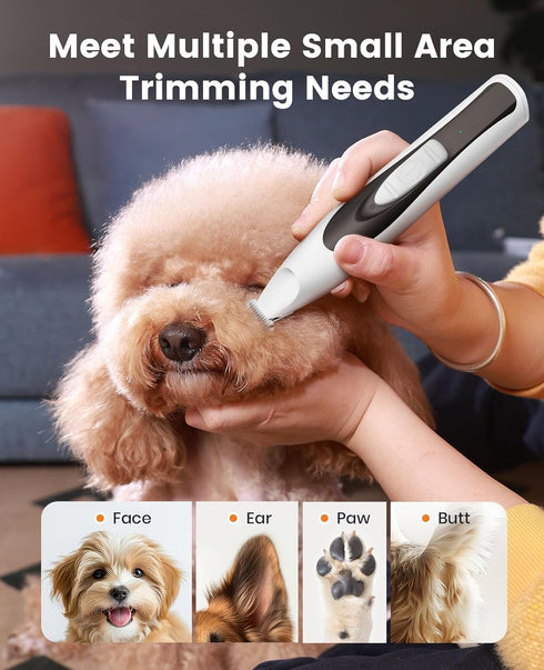 2 1 Trimmer 35dB oneisall in Quiet Paw and Dog Nail Grinder with LED Lights, Dog Paw Grooming Kit Rechargeable Cordless