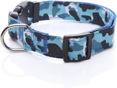 TAIDA Dog Collar - Nylon Camouflage Adjustable Collar, 1 Inch Wide, for Large Medium Dog (Blue)