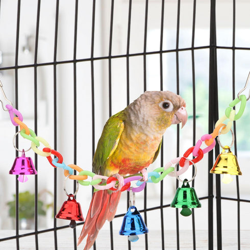 Hypeety Hamster Parrot Hanging Ladder Bridge Cage Swing, Acrylic Chew Perch with Metal Bell