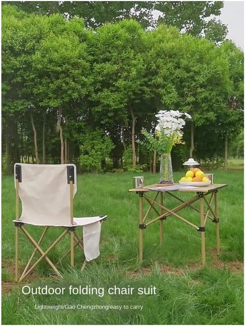 Bloepum Creamy White Small Outdoor Folding Chair, Camping Picnic Chair, Ultra-Light Portable Artist Sketching Chair