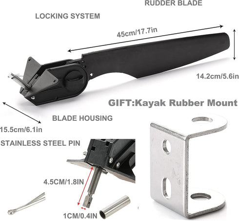 Kayak Rudder, Fishing Watercraft Canoe Boat Rudder, Replacement Parts with Control Line Kit