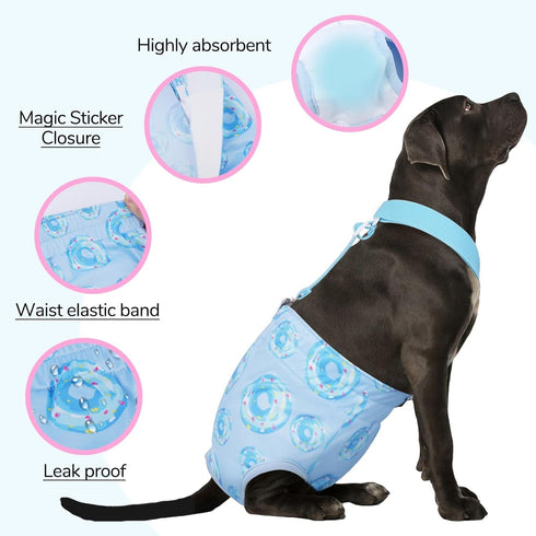 Dog Diapers Female with Suspender, Reusable Dog Diaper Female, Washable Doggie Diapers for Medium Doggy in Heat Cycle