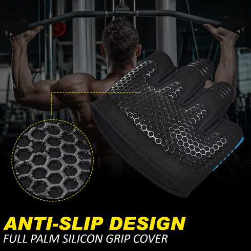 AYRO Minimal Workout Gloves, Short Partial Gym Weight Lifting Gloves Grip Pads for Men & Women with Full Palm