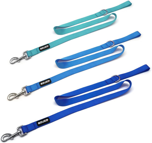 azuza 3 Pack Nylon Dog Leashes, Strong & Durable Basic Style Leash for Small Dogs, Royal Blue/Blue/Green