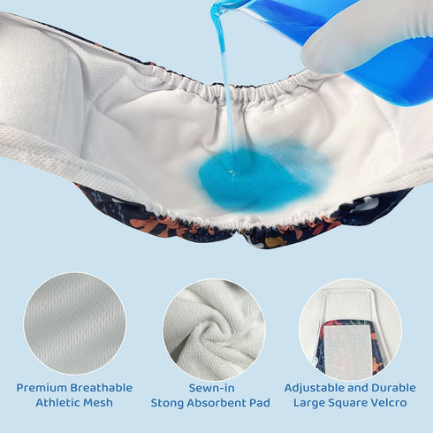 5packs 9 11 Male Dog Diapers Reusable High Absorbing Male Dog Wraps Washable Dog Diapers Male Small with Cute Patterns