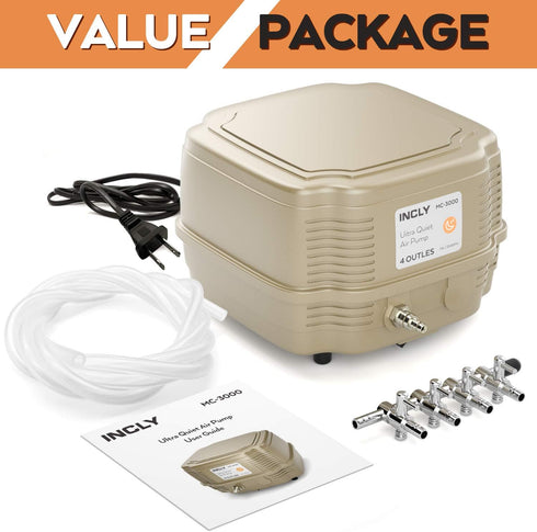 INCLY 7W Aquarium Air Pump - 245 Gallon with 4 Adjustable Filter Outlet for Fish Tank