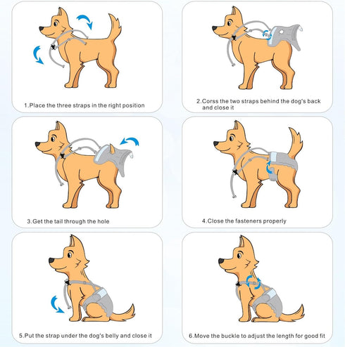 Idepet 3 Pack Female Dog Diapers with Suspender Detachable, Washable Reusable Girl Doggie Diapers for Small Medium