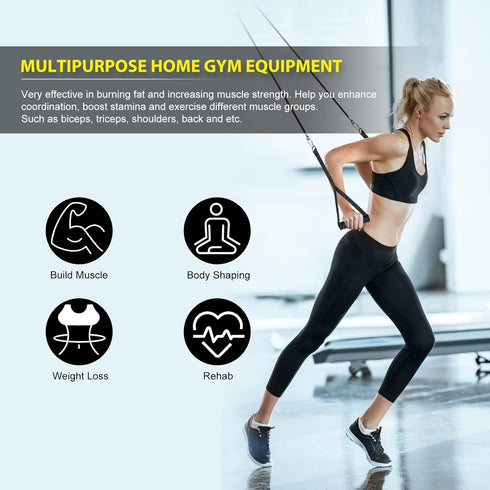 Weight Cable Pulley System Gym, Attachments for Home Gym LAT Pull Down and Biceps Curl Workout