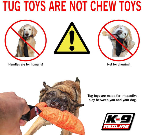 Redline K9 Bundle of 2 French Linen Dog Tug Toys (3" x 10") | 2 Handles | BLACK