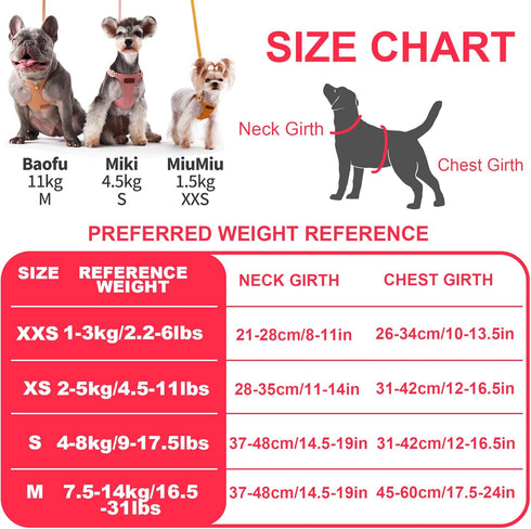 Puppytie No Pull XXS Puppy Harness with Multifunction Leash, Soft Adjustable No Choke Escape Proof Vest, Pink, XXS
