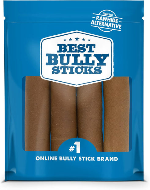 Best Bully Sticks Roll Ups, All-Natural Peanut Butter Flavor Dog Chew, 7 Inch, 4-Pack for Small Breeds