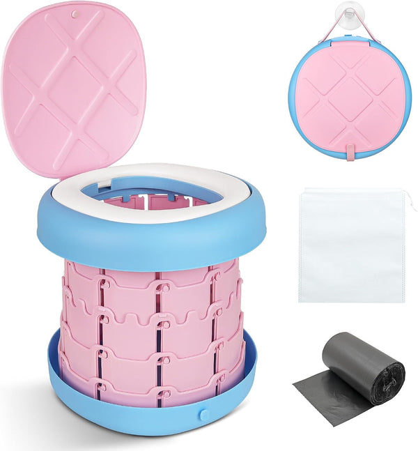 Inmorven Portable Toilet Camping Foldable Potty for Toddler Adults Kids Travel Potty