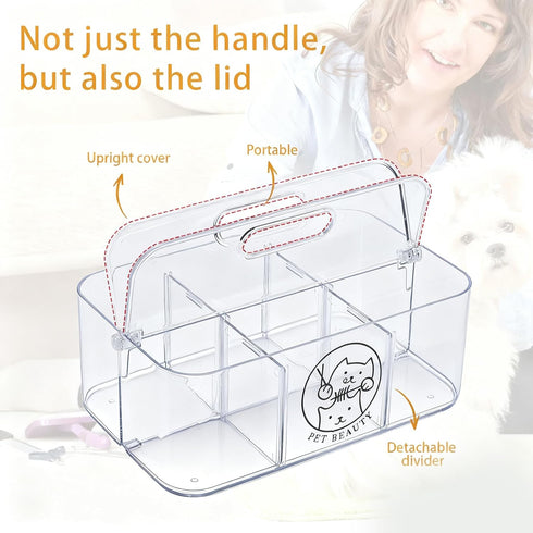 Handle,5 Countertop Kit,Trimmer,Clipper,Combo,Brush Clear Dog Storage Organizer,Pet Grooming Supplies Organizer