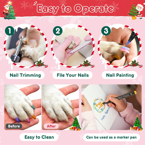 12-Color MSDADA Quick-Dry Dog Nail Polish Kit Safe Polish Pens for Puppy Nail Art & Paw Care Easy-Apply, Odorless