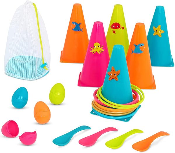 B. toys Outdoor Games Galore Combo Ring Toss & Egg-and-Spoon Game Set
