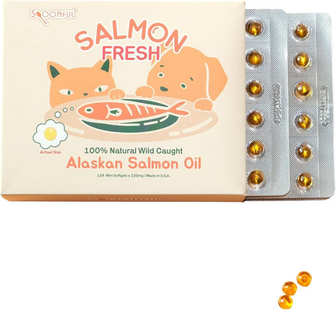 100% 220 126 Spoonful Salmon Fresh - Natural Wild-Caught Alaskan Salmon Oil mg Mini Softgel, Mini Softgels | DHA, EPA