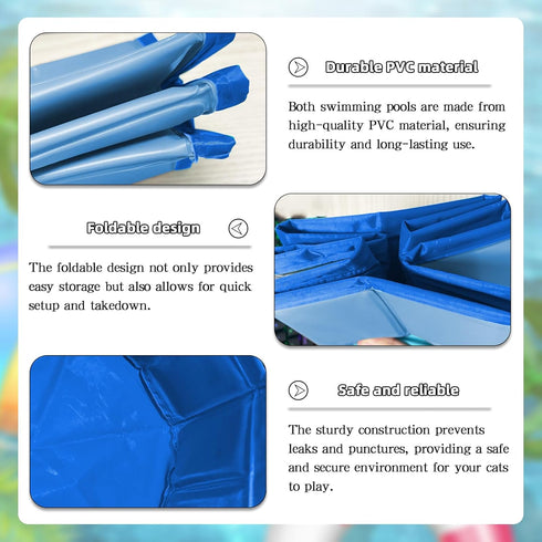 VEINARDYL 2 5 Swimming Swimming pcs Cat Pool Toys with pcs Toys, Foldable PVC Cat Splash Play Pool Water Mat Funny