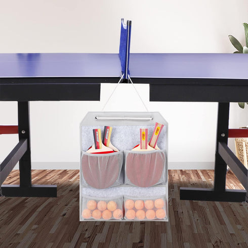 VISEMAN Ping Pong Storage Rack, Wall Mount Organizer for 4 Paddles and Balls
