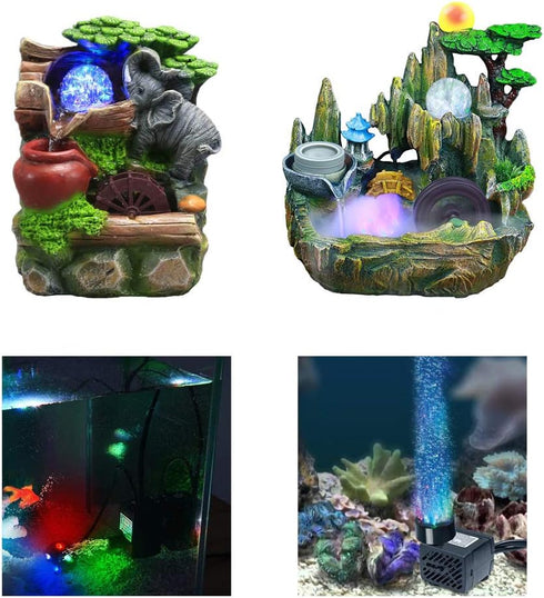 Submersible Water Pump with LED Light for Indoor Tabletop Fountains Aquarium Fish Tank (180L/H 3W) by Xedragony