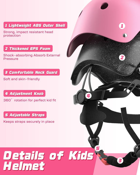 Set, 2-3-5-8-14 Set Elbow 6 Kids Bike Helmet Adjustable Helmet for Ages Year Boys Girls, Toddler Pad with Knee and Pads