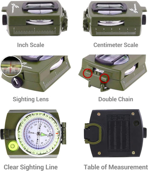 Sportneer Compass: Accurate Durable Lightweight Orienteering Compass with Strap and Carrying Case for Hiking