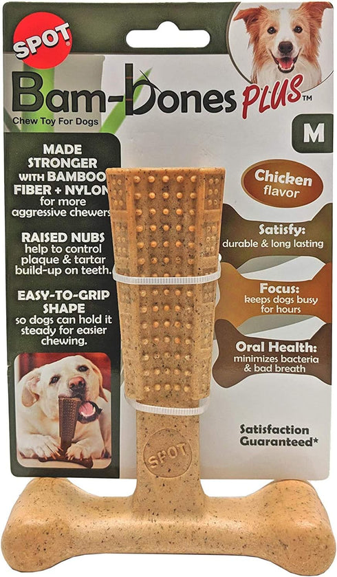 Ethical Pet 3 Pack of Medium 6 Inch Bambones Plus Dog Chew Toys, Chicken Flavor