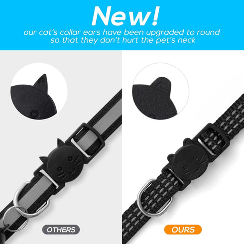 Upgraded 6 Pack Reflective Cat Collars with Bell - Breakaway Adjustable Kitten Collar for Girl & Boy Cats