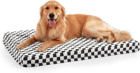 JOEJOY Dog Bed for Large Dogs, Orthopedic Bed with Removable Washable Cover, Cute Modern Plush & Memory Foam, Grey