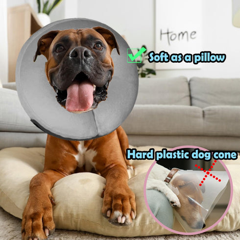 Inflatable Dog Cone Collar After Surgery, Soft Neck Donut E-Collar for Small Medium Large Dogs and Cats Recovery