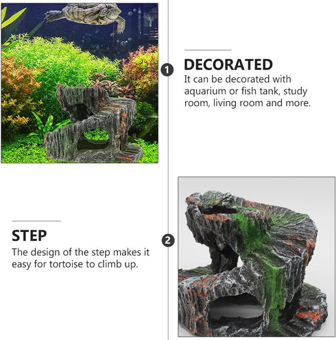 Housoutil Turtle Terrace Tortoise Tank Decoration, Hiding Cave Aquarium Model, Landscaping Tool, Fish Tank Ornament
