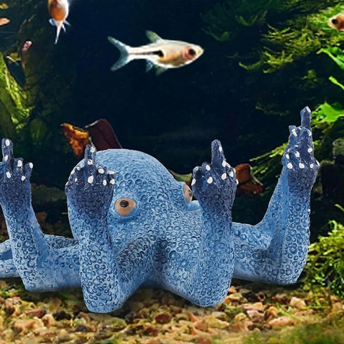 Octopus Aquarium Ornaments, Artificial Sea Animal Figurines for Fish Tank Decor, Black Sculpture