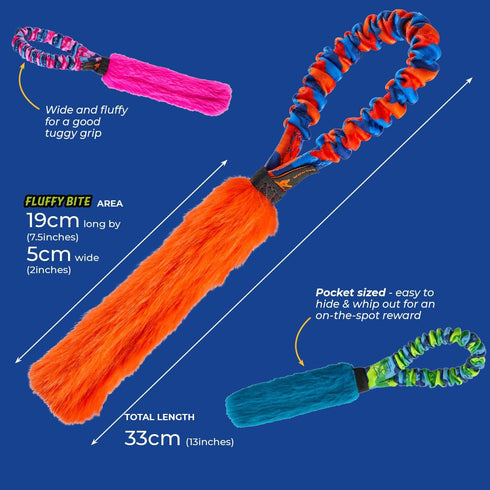 Tug-E-Nuff Pocket Fauxtastic - Durable Bungee Tug Toy for Interactive Dog Training, 13 x 7.5 inches