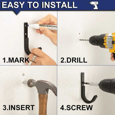 Heavy Duty Steel Gun Rack Storage Wall Mount Hooks for Rifles, Shotguns, and Archery Bow