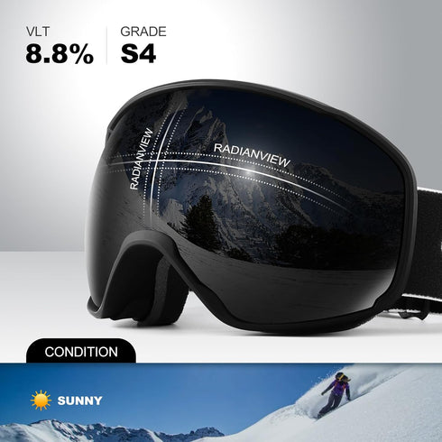 Odoland S2 Snow Ski Goggles - Double Lens Anti-Fog OTG Windproof UV400 Eyewear for Men, Women, Youth