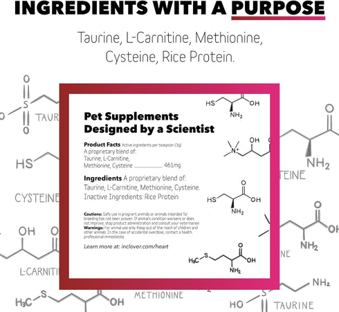 InClover Heart+ Dog and Cat Cardiac Health Supplement, Taurine Supplement for Dogs & Cats, Supports Heart & Immune