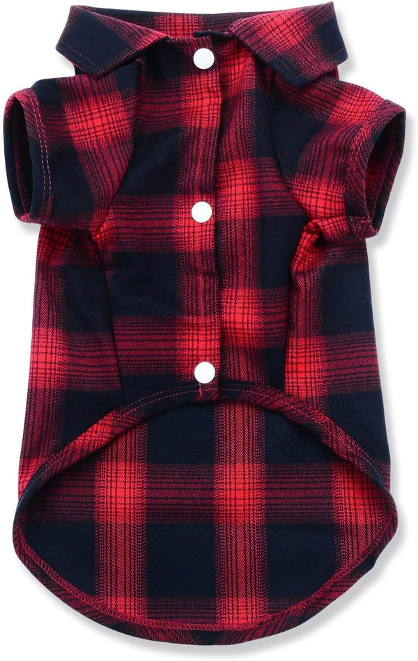 Koneseve Dog Shirt, Pet Plaid T-Shirt for Small Dog Cat Puppy, Cozy Halloween, Christmas Costumes (Red; XL/Extra Large)