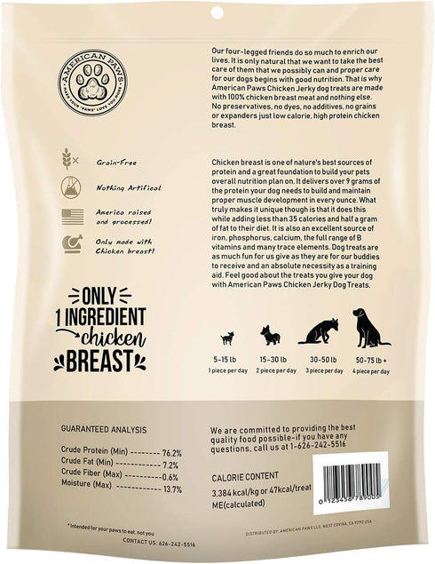 American Paws Chicken Jerky Dog Treats Made in USA, All Natural (8 oz)