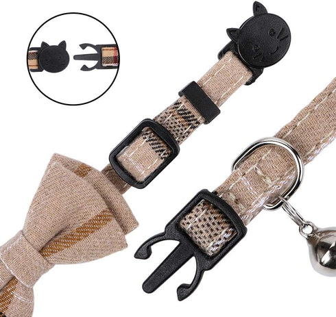 Faleela 2 Pack Breakaway Cat Collar with Bells, Adjustable Cat Collars with Bandana, Accessories for Small Dogs