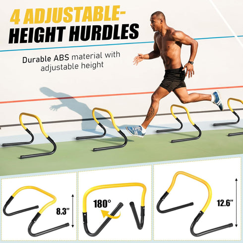 Set, Set 20ft 12 4 BORNEW Agility Speed Training Equipment Football Practise with Agility Ladder, Cones, Adjustable