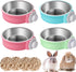 Rabbit Bowls Set, 4 PCS Big Pet Bunny Food Bowls and Stainless Steel Hanging Water Feeder for Big Bunny