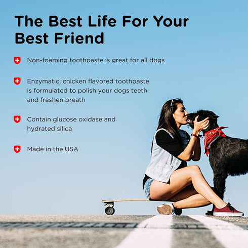2.5 Nutri-Vet Dental Hygiene Kit for Dogs - Finger Toothbrush and Enzymatic Toothpaste - Chicken Flavor - ounces