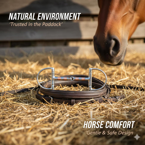 Stainless Steel Horse Bit - Roller Mouth Snaffle for Young Horses, Rustproof Non-Toxic Training Bit with Pacifier