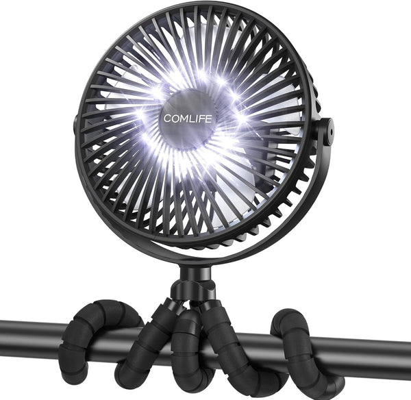 COMLIFE AMACOOL Baby Stroller Fan, 10000mAh Rechargeable, 50H Ultra-long Runtime, 3-Speed Portable Clip