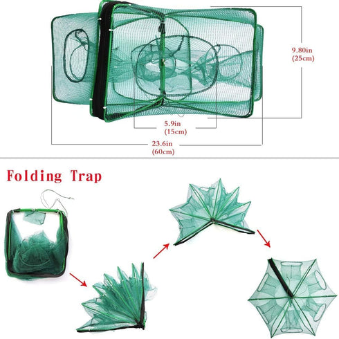 Bayou Trading USA Cage(6 Pack), 8 Octagon Shrimp Holes, Foldable, can Also be Used as Crawfish Trap, Bait Cage.