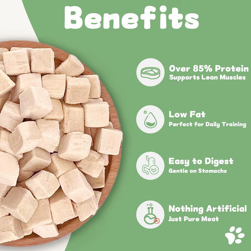 14.2 OZ Freeze Dried Chicken Cat and Dog Treats Single Ingredient Chicken Meat High Protein, Bite-Sized Pet Training