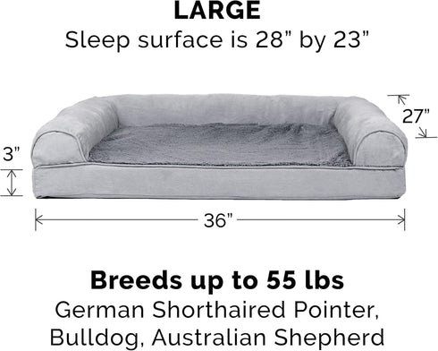 Furhaven Orthopedic Dog Bed, Large/Medium Dogs, Removable Bolsters & Washable Cover, For Dogs Up to 55 lbs, Plush &