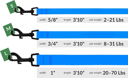 CollarDirect Waterproof Dog Leash - Durable Pet Leashes for Walking, Training, Running - Small, Medium, Large - Blue