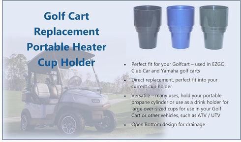 JSP Manufacturing Golf Cart Cup Holder for EZGO Club Car, Yamaha - Replacement Holder for 16.4 oz Portable Propane