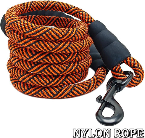 MayPaw Heavy Duty Nylon Dog Leash, 3/4/5/6/7/8/10/12/15 FT with Soft Padded Handle for Large Medium Small Dogs